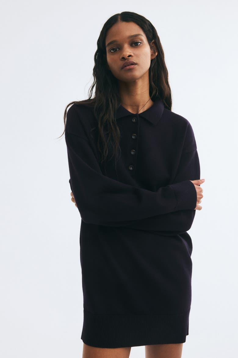 Knit Polo Dress, Alternate, color, Navy blue