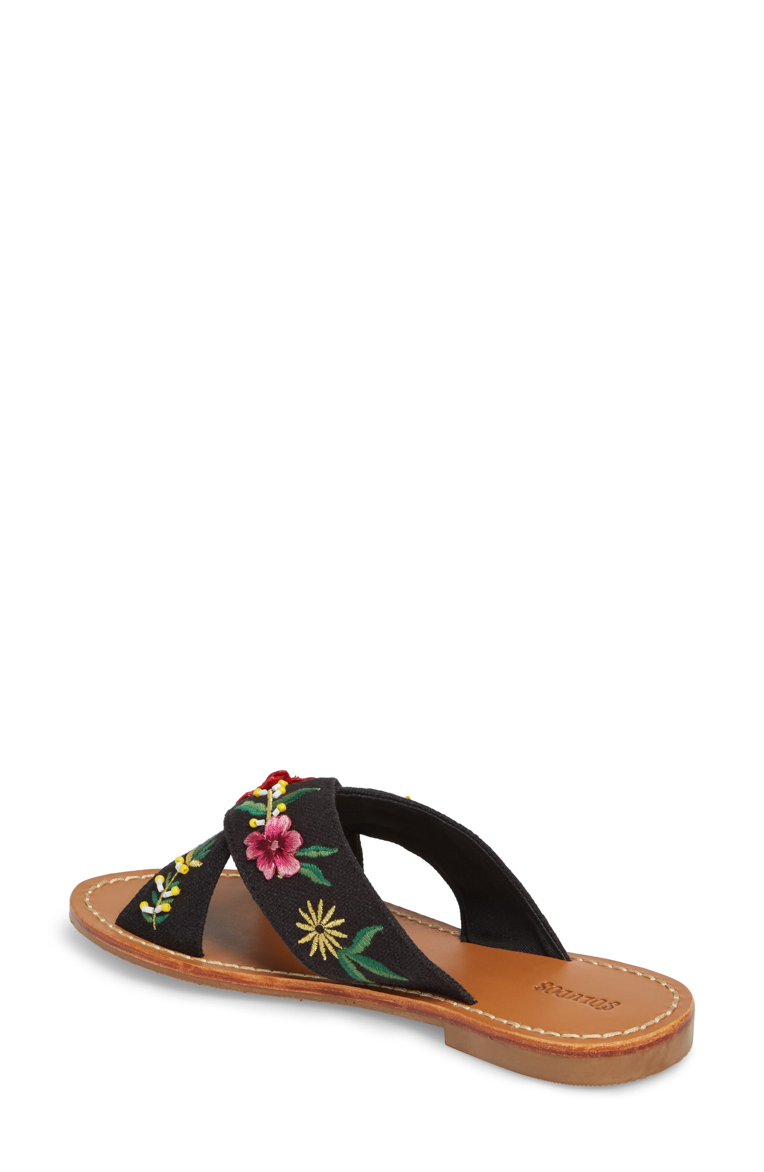 Embellished Floral Sandal, Alternate, color, BLACK