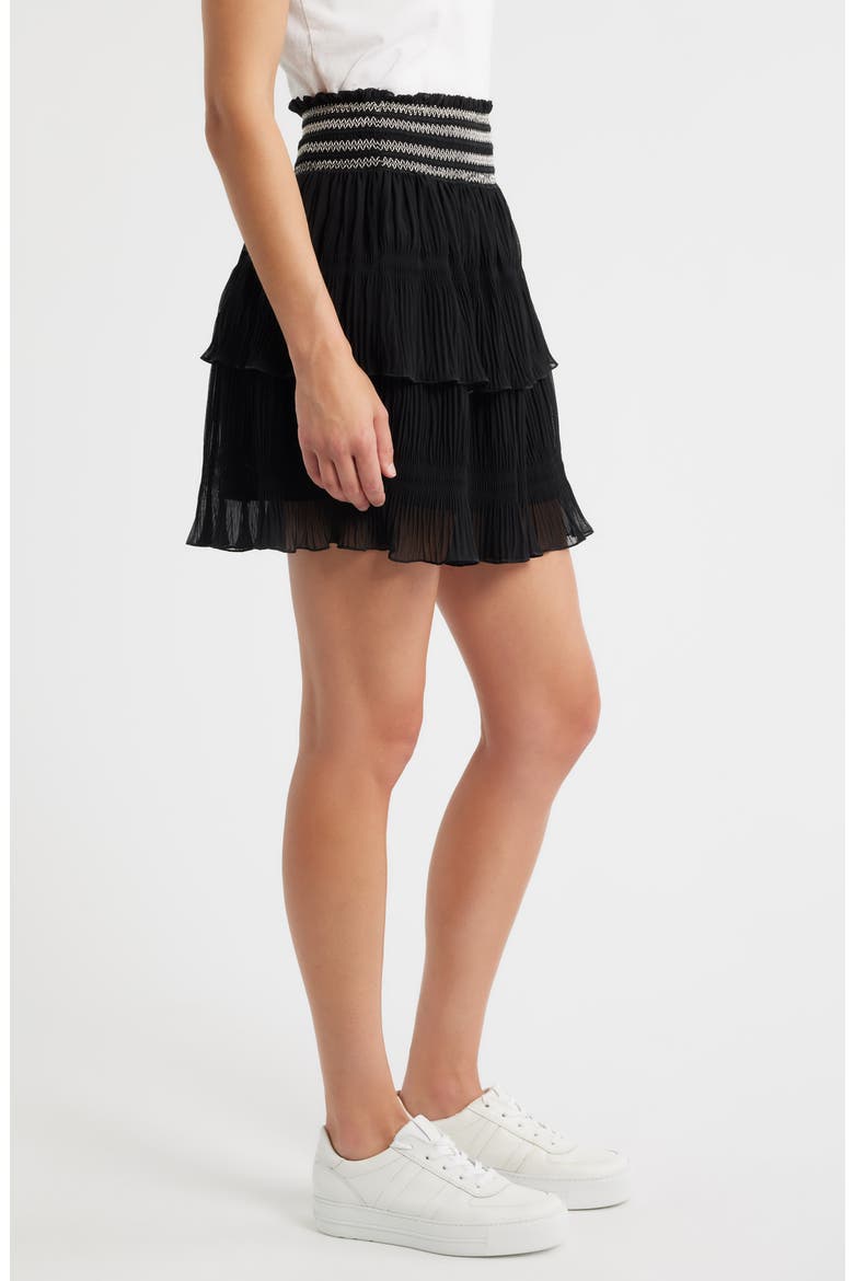 Vesia Plissé Pull-On Miniskirt, Alternate, color, BLK