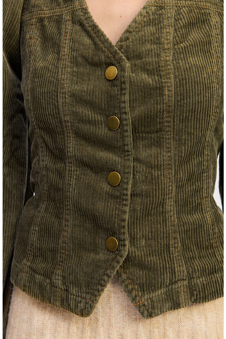 Sylvie Long Sleeve Corduroy Button-Up Shirt, Alternate, color, WASHED OLIVE