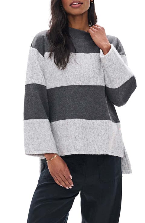 Textured Striped Long Sleeve Top