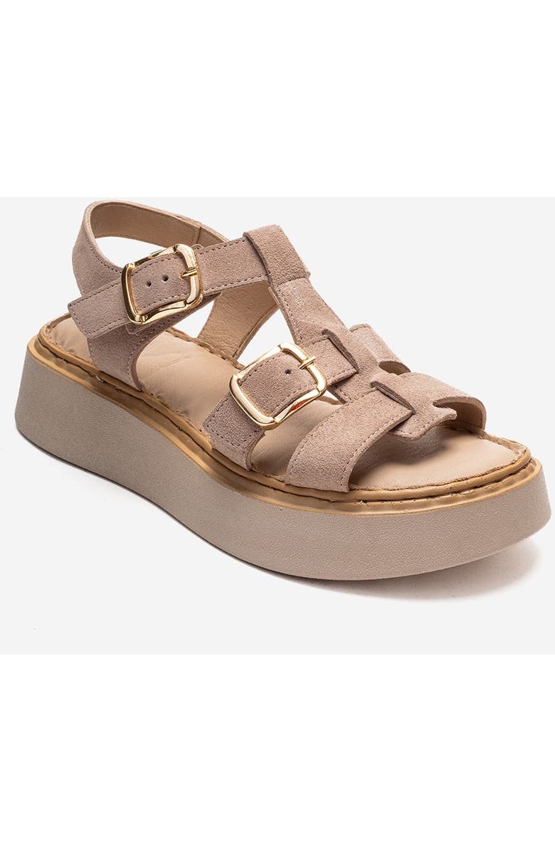 Forever & Always Shoes Loin Leather Platform Sandal, Alternate, color, Beige Suede