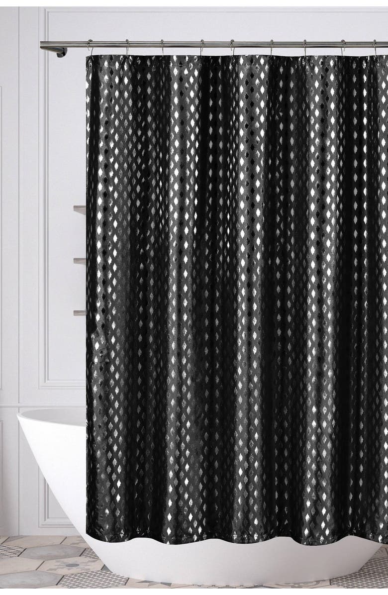 Duck River Textile Hendrix Geometric Shower Curtain - Black, Main, color,