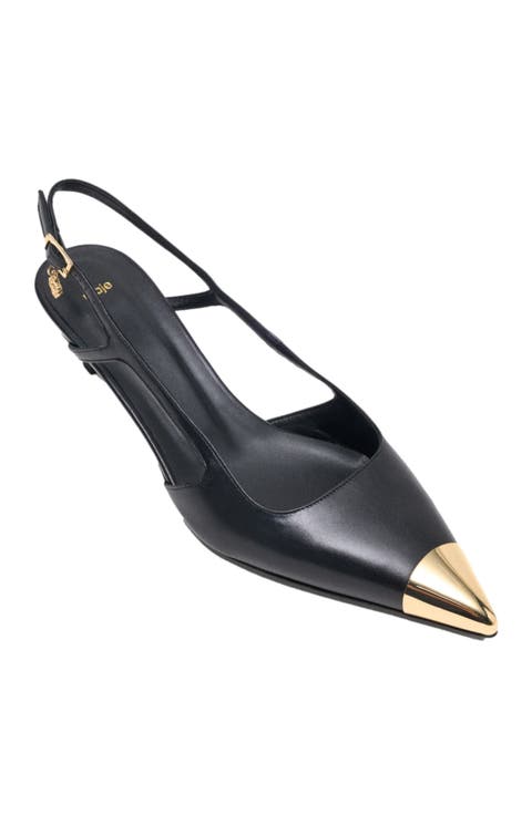 Smooth Leather Slingback Pumps