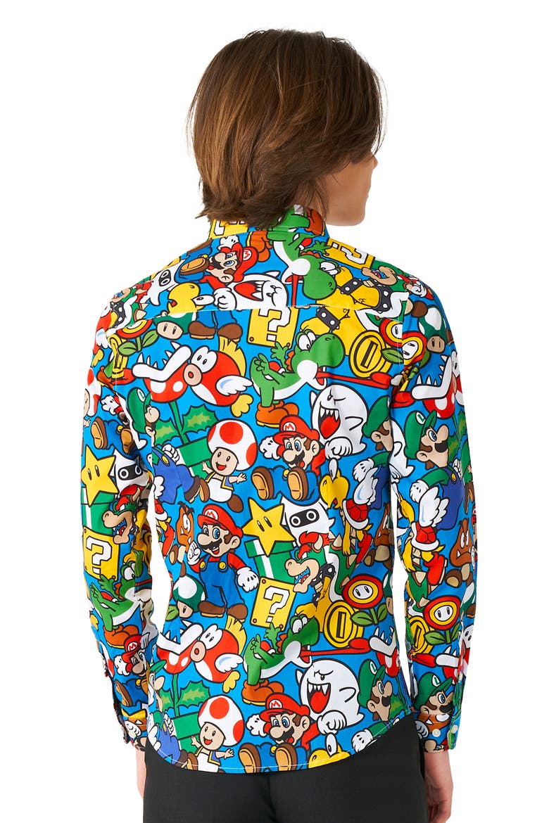 Kids' Super Mario Dress Shirt, Alternate, color, BLUE
