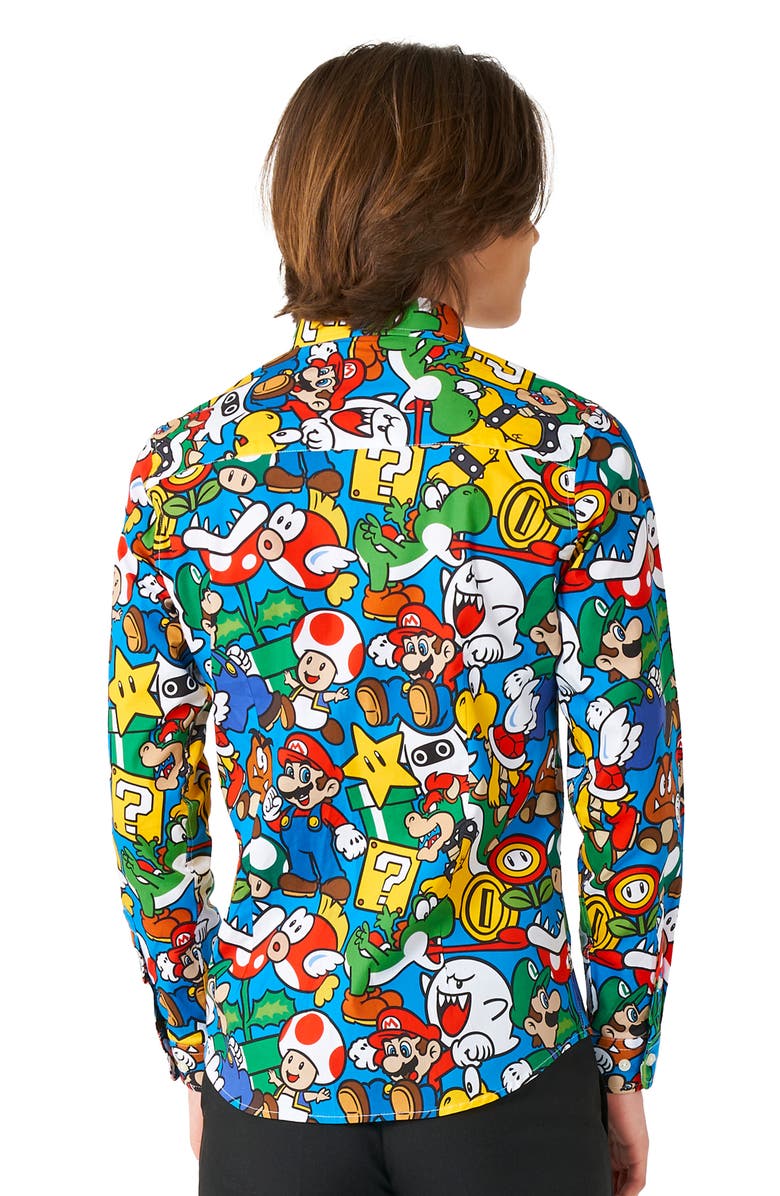 OppoSuits Kids' Super Mario Dress Shirt, Alternate, color, Blue