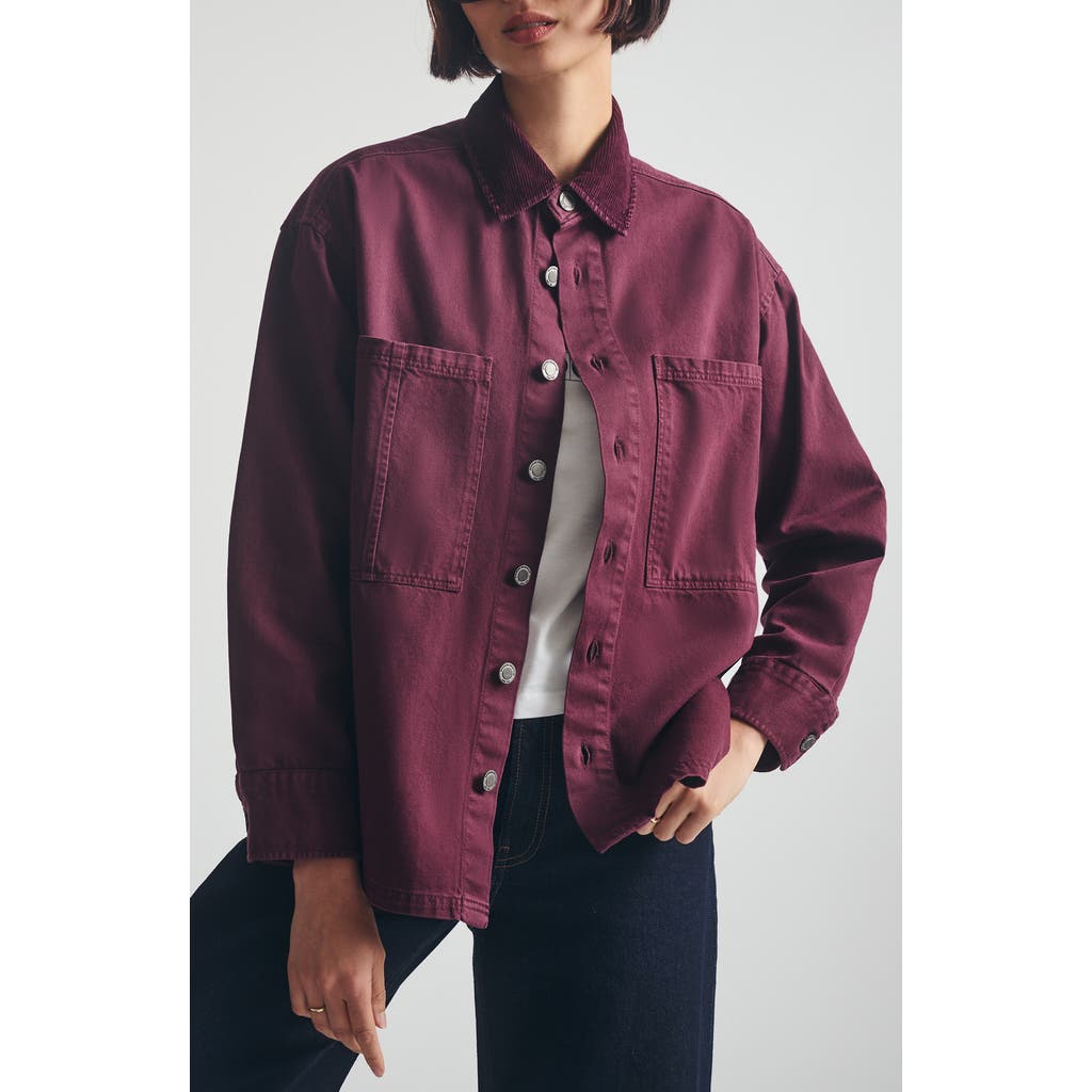 Brooklyn Industries Corduroy Collar Overshirt In Burgundy