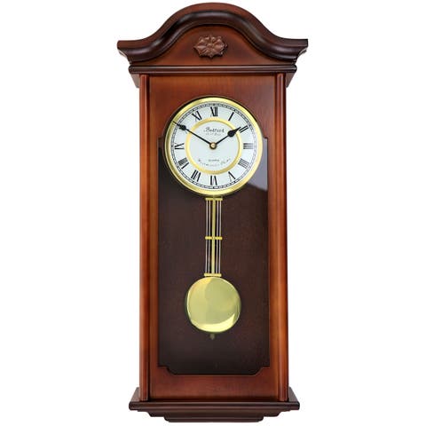 Jacob 22.75in Mahogany Chiming Pendulum Wall Clock