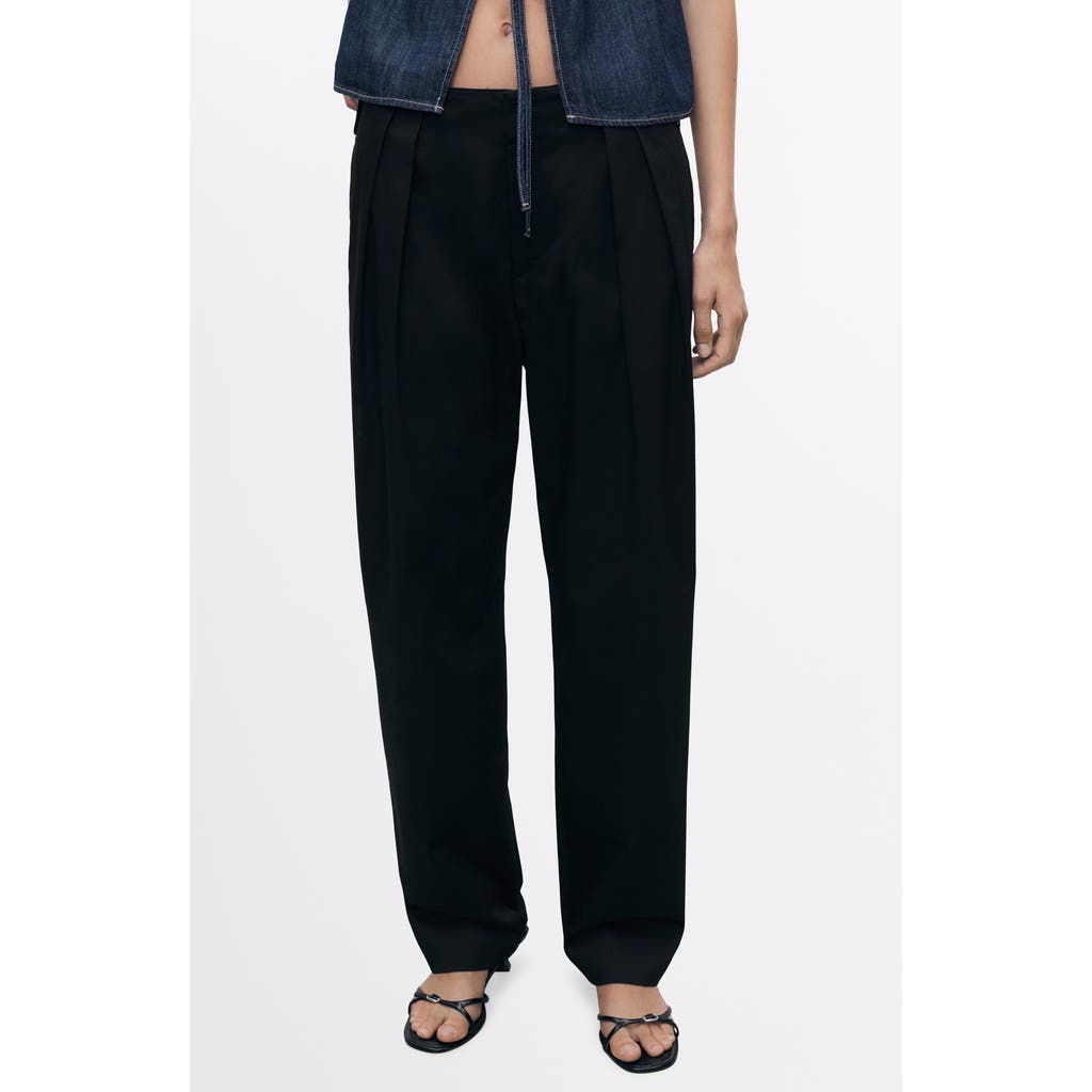 Mango Straight Leg Cotton Pants In Multi