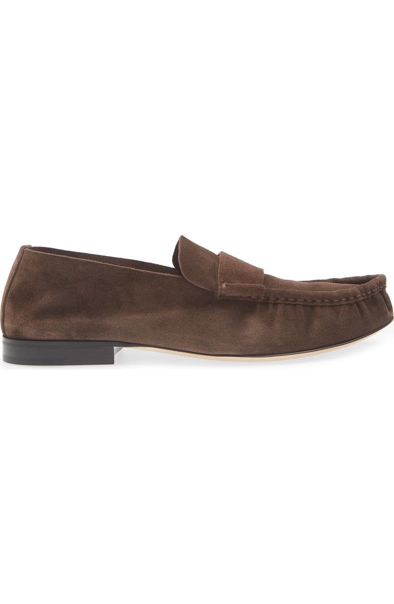 The Row Soft Moc Toe Loafer, Alternate, color, Lacquer Brown
