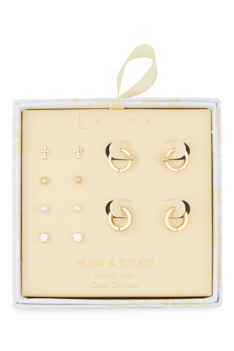 Assorted 6-Pack Cubic Zirconia & Faux Pearl Earrings, Main, color, CLEAR- WHITE- GOLD