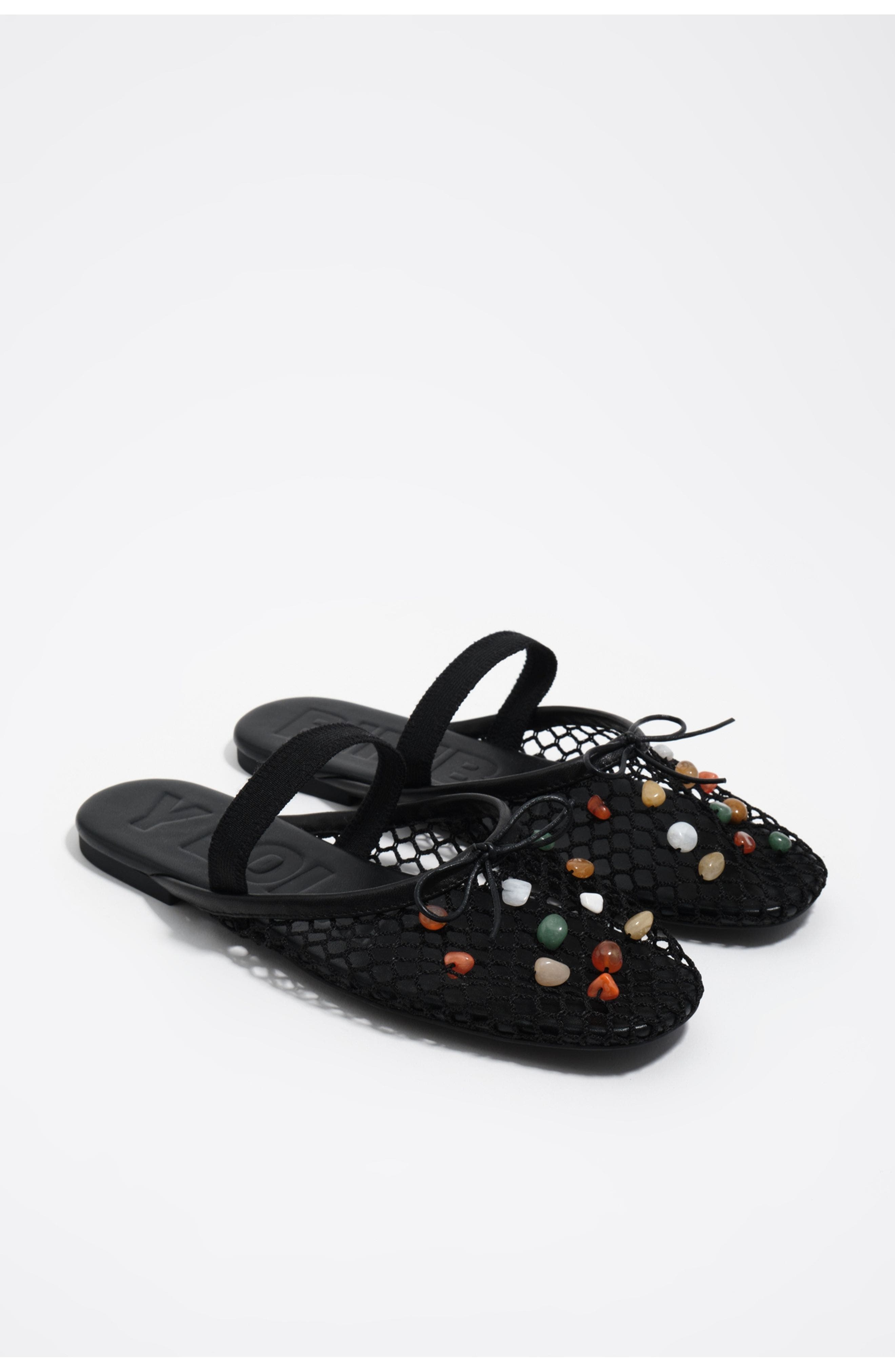 Bimba y Lola Mesh Slingback Ballerina With Stones, Alternate, color, Black