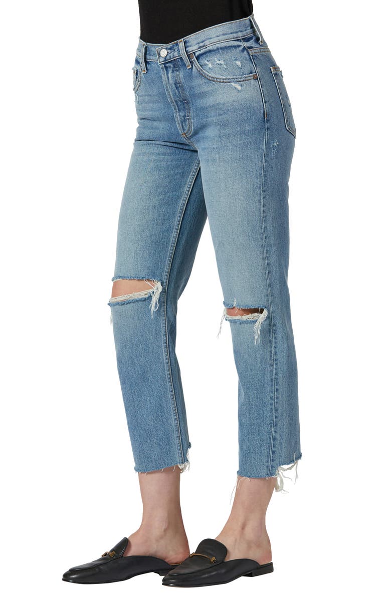 Boyish Jeans The Tommy Ripped High Waist Raw Hem Straight Leg Jeans, Alternate, color,
