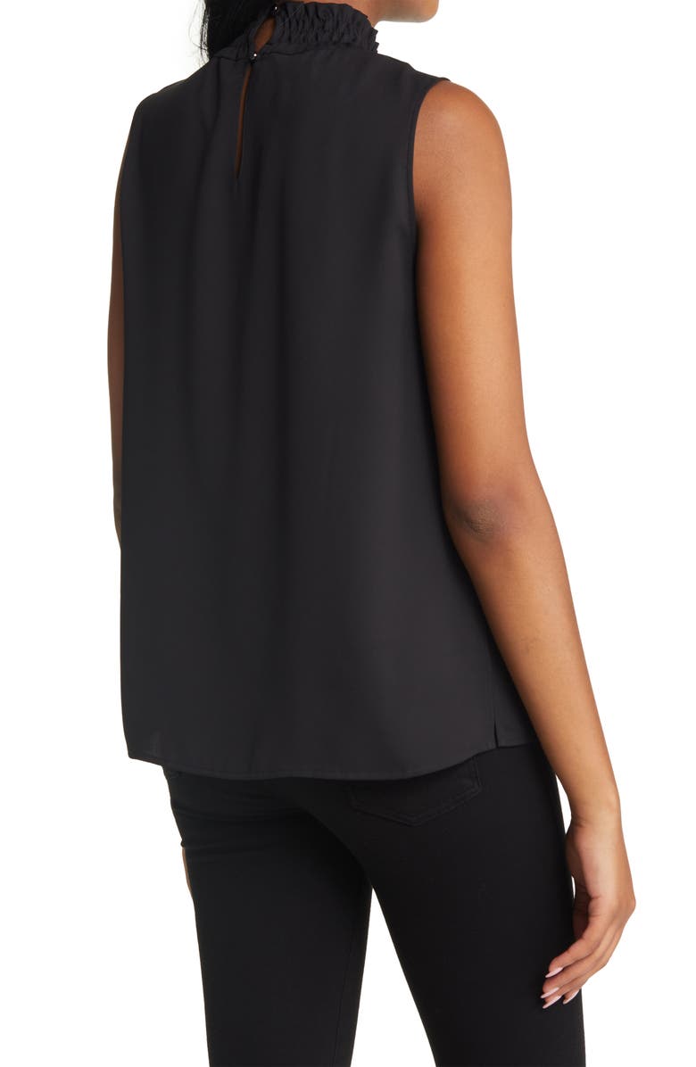 Ming Wang Smocked Mock Neck Sleeveless Blouse, Alternate, color, Black