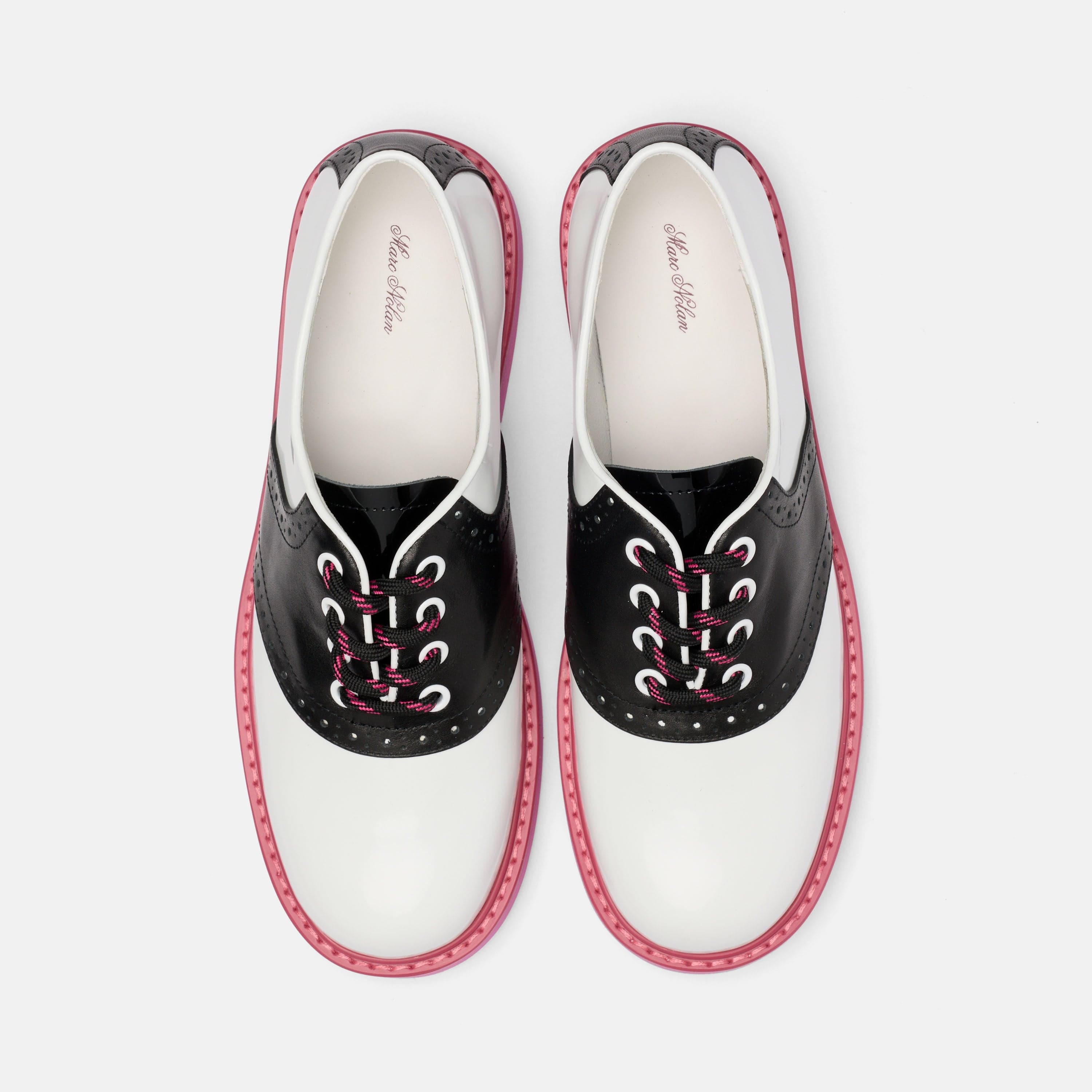MARC NOLAN Demi Calf Leather Lug Oxfords, Alternate, color, White/Black
