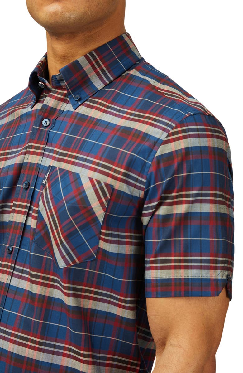 Ben Sherman Regular Fit Plaid Short Button-Down Shirt, Alternate, color,