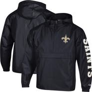 Champion Men's Champion Black New Orleans Saints Packable Hooded Windbreaker Half-Zip Jacket