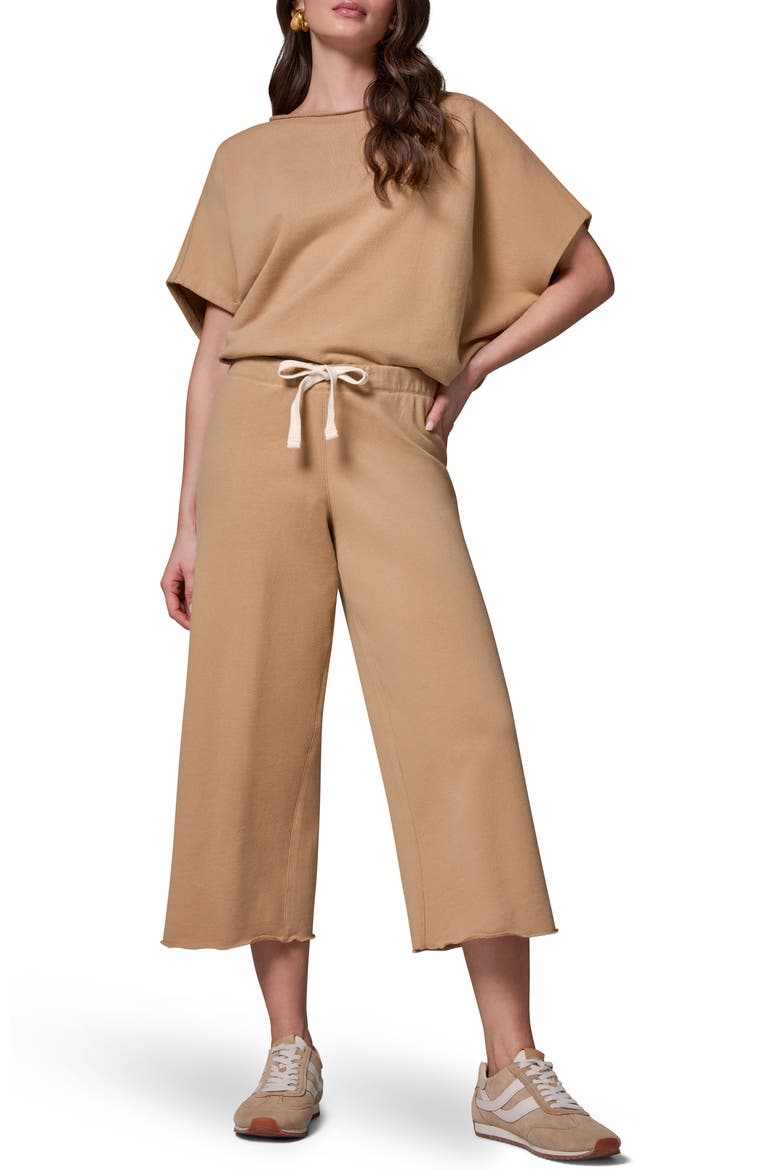 Cotton Terry Crop Drawstring Pants, Alternate, color, FAWN