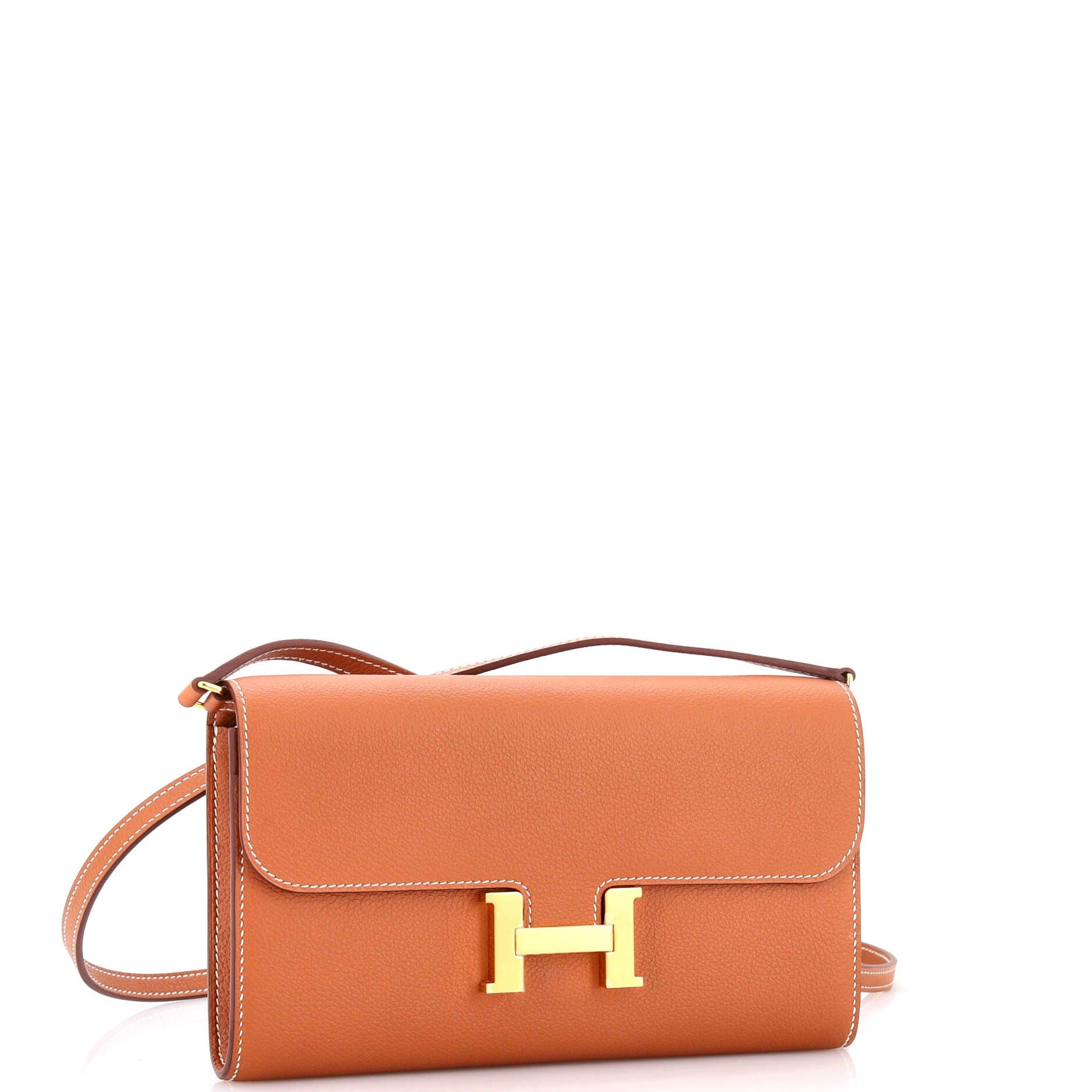 Pre-Owned Hermes Constance To Go Wallet Evercolor, Alternate, color, Gold