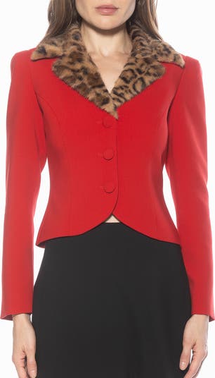Sabrina Faux Fur Notch Collar Blazer
