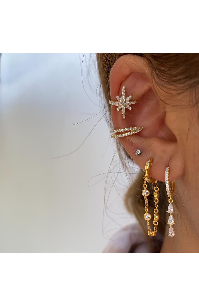 Gemma Azzurro Tear drops dangling huggie earrings, Alternate, color, Gold