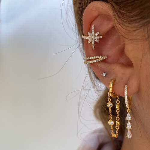 Gemma Azzurro Tear Drops Dangling Huggie Earrings In Gold