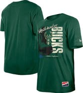 New Era Men's New Era Hunter Green Milwaukee Bucks Distressed Throwback Vintage Color Pack T-Shirt