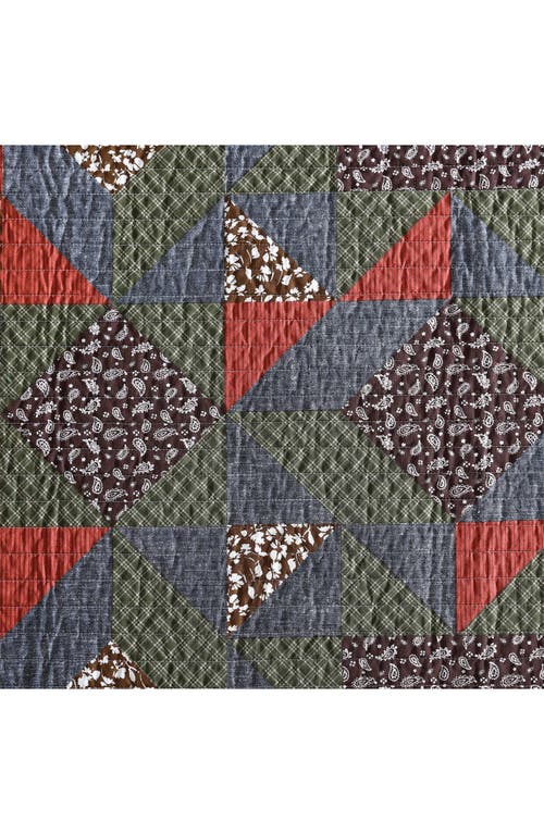 Eddie Bauer Block Patchwork Reversible Quilt Set In Green/brown