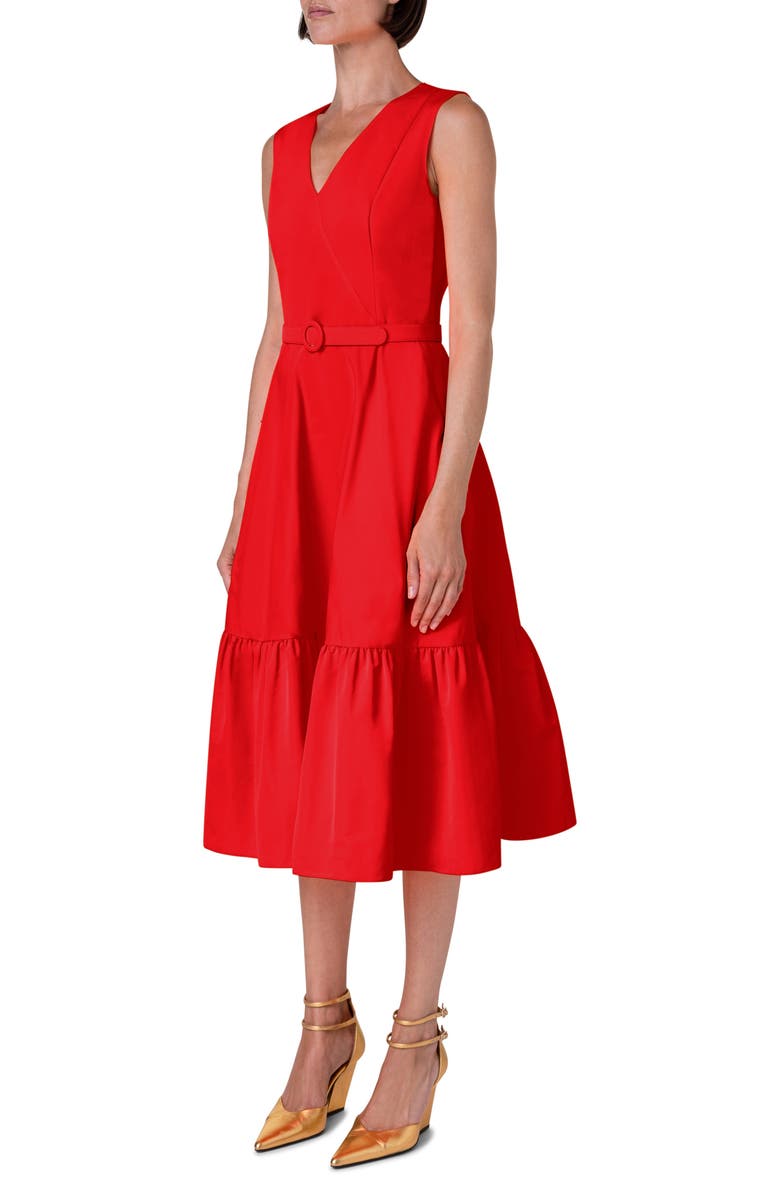 Akris punto Sleeveless Taffeta Midi Dress, Alternate, color,
