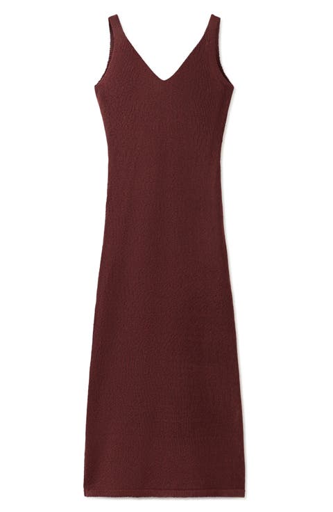 V-Neck Knit Midi Dress