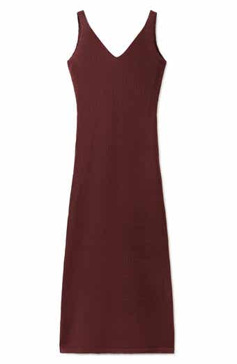 V-Neck Knit Midi Dress