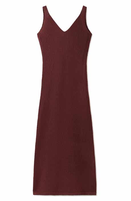 V-Neck Knit Midi Dress