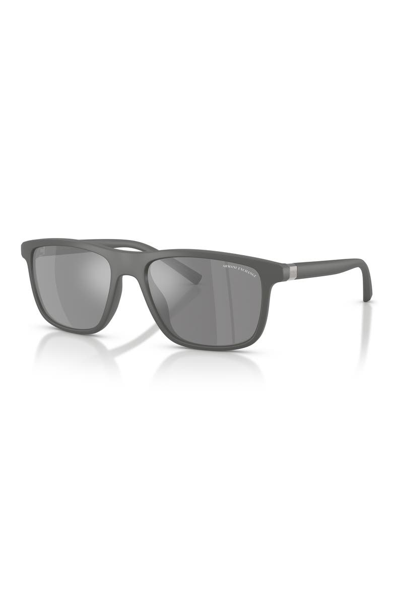 56mm Pillow Sunglasses, Alternate, color, GREY / GREY MIRROR SILVER