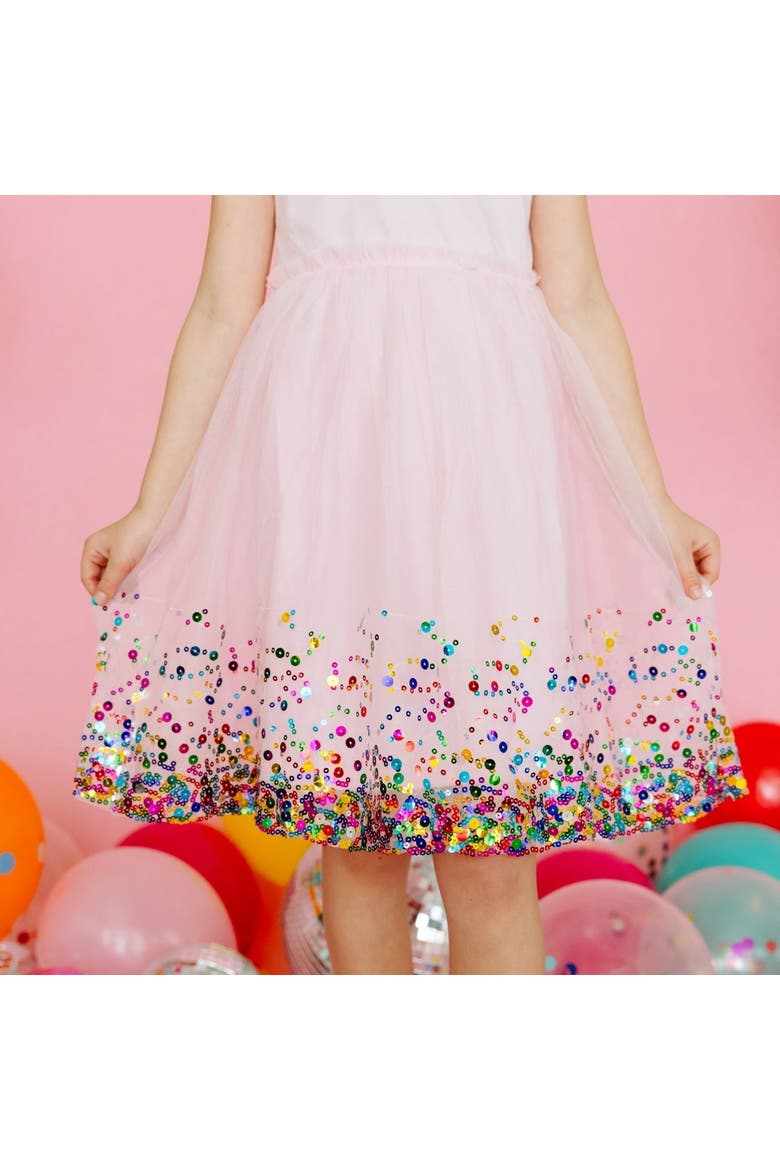 Pink Confetti Short Sleeve Tutu Dress, Alternate, color, Pink