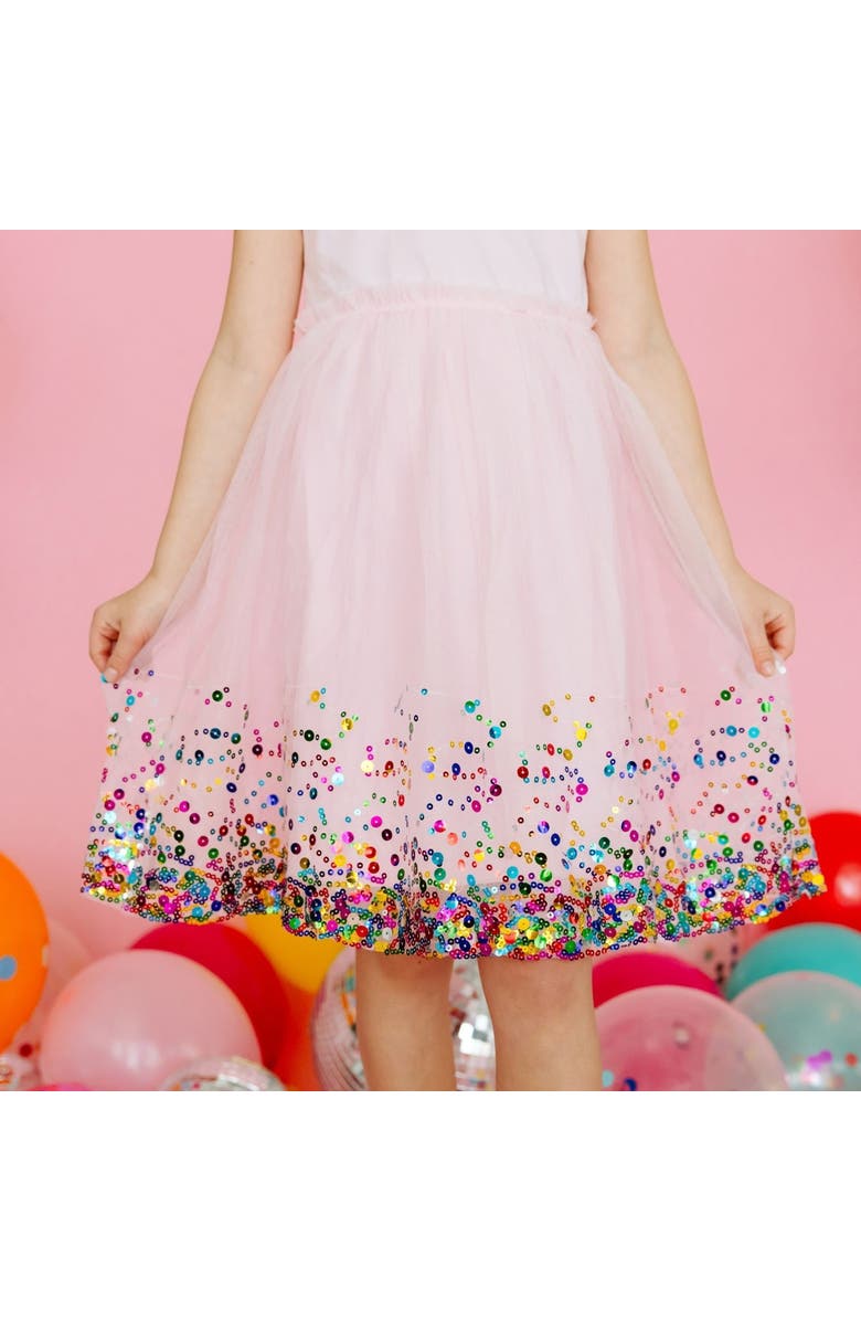 Sweet Wink Pink Confetti Short Sleeve Tutu Dress, Alternate, color, Pink