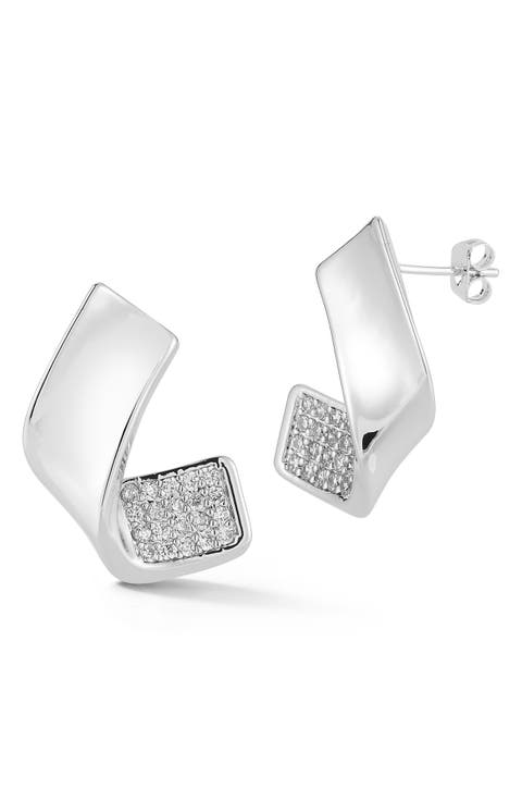 Cubic Zirconia Swirl Earrings