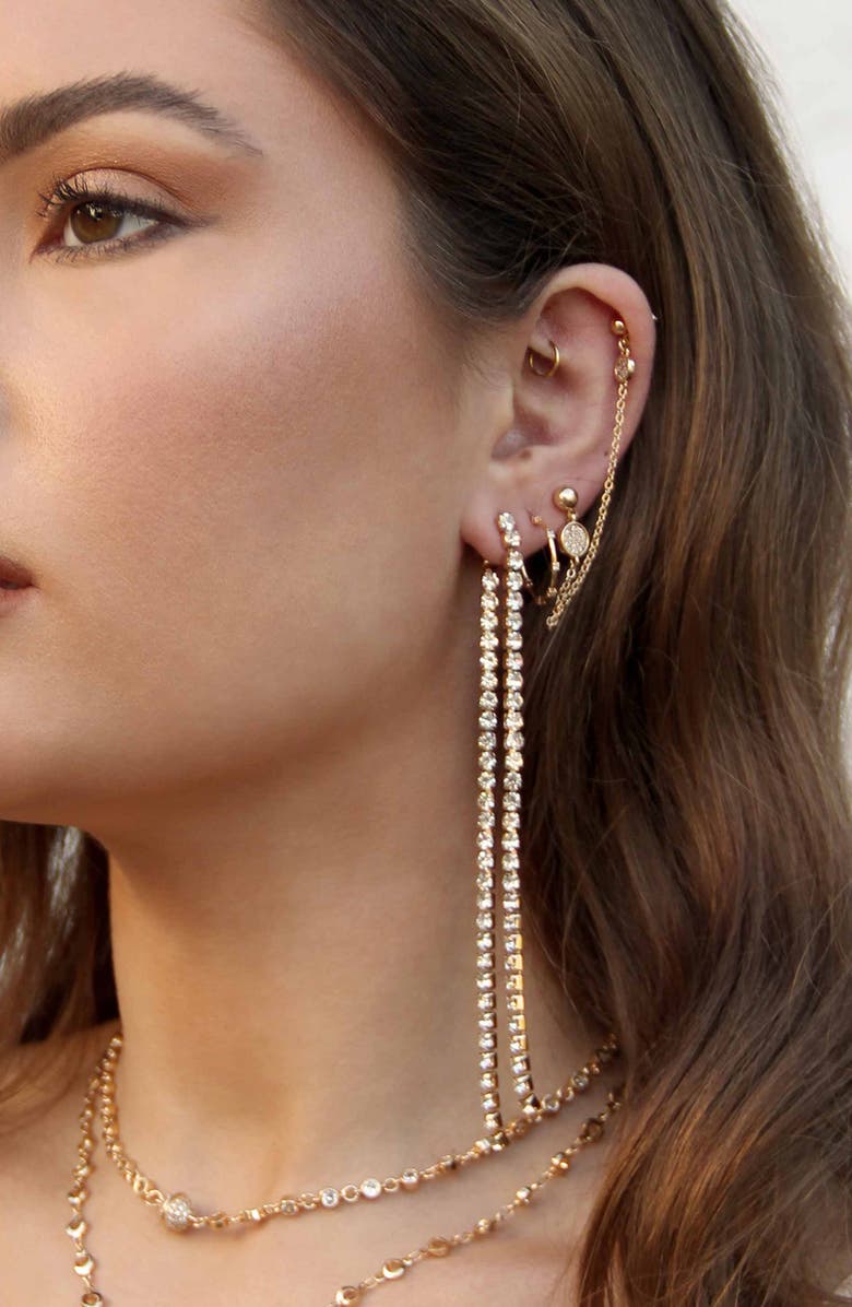 Ettika Crystal Linear Drop Ear Jackets, Alternate, color, 