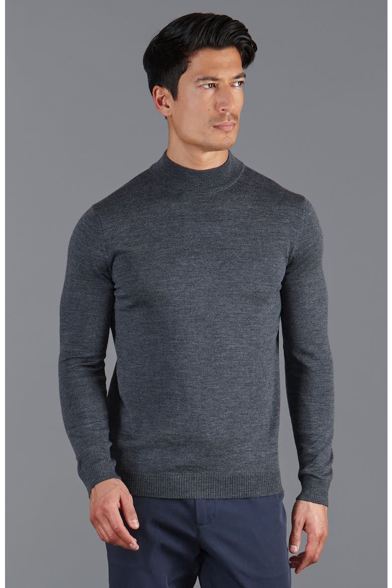 Merino Wool Mock Turtleneck Sweater, Main, color, Charcoal