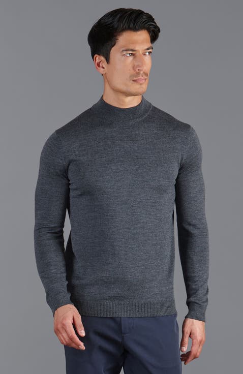 Merino Wool Mock Turtleneck Sweater
