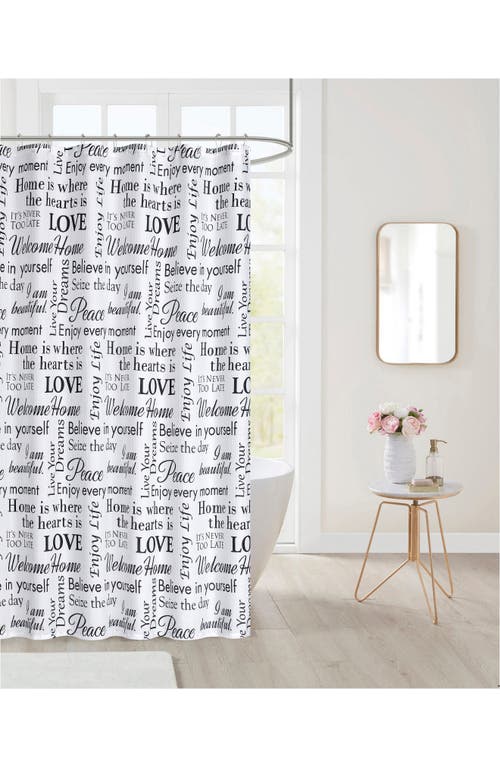 Dainty Home Love Phrases Textured Shower Curtain In White
