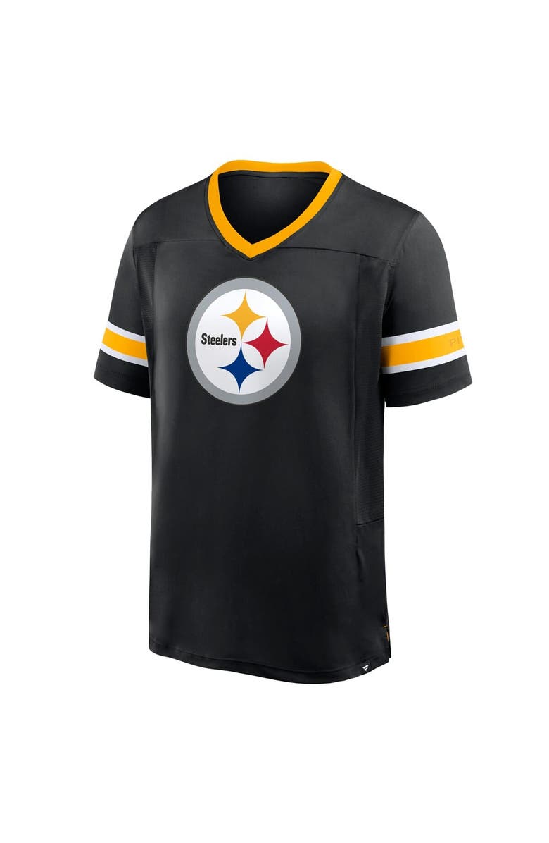 FANATICS Men's Fanatics Black Pittsburgh Steelers Hometown Premium Hashmark V-Neck T-Shirt, Alternate, color, Black