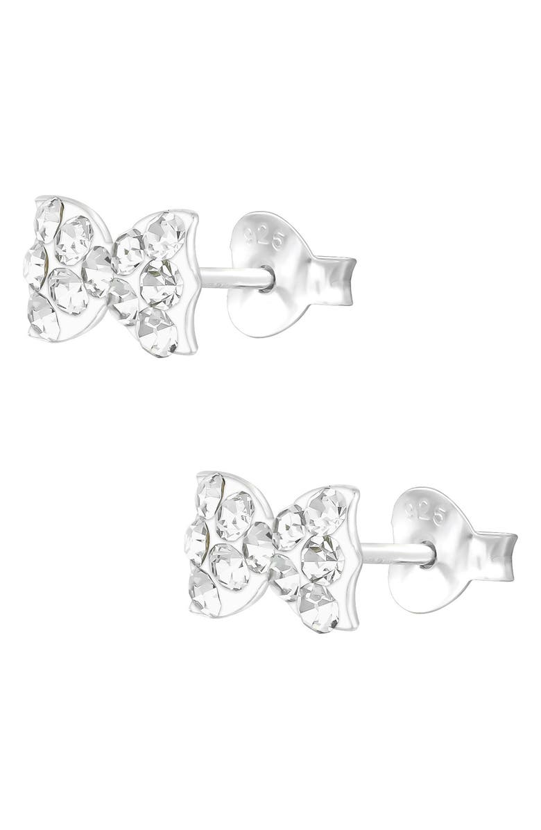 Lily Nily Kids' Crystal Bow Stud Earrings, Alternate, color, White