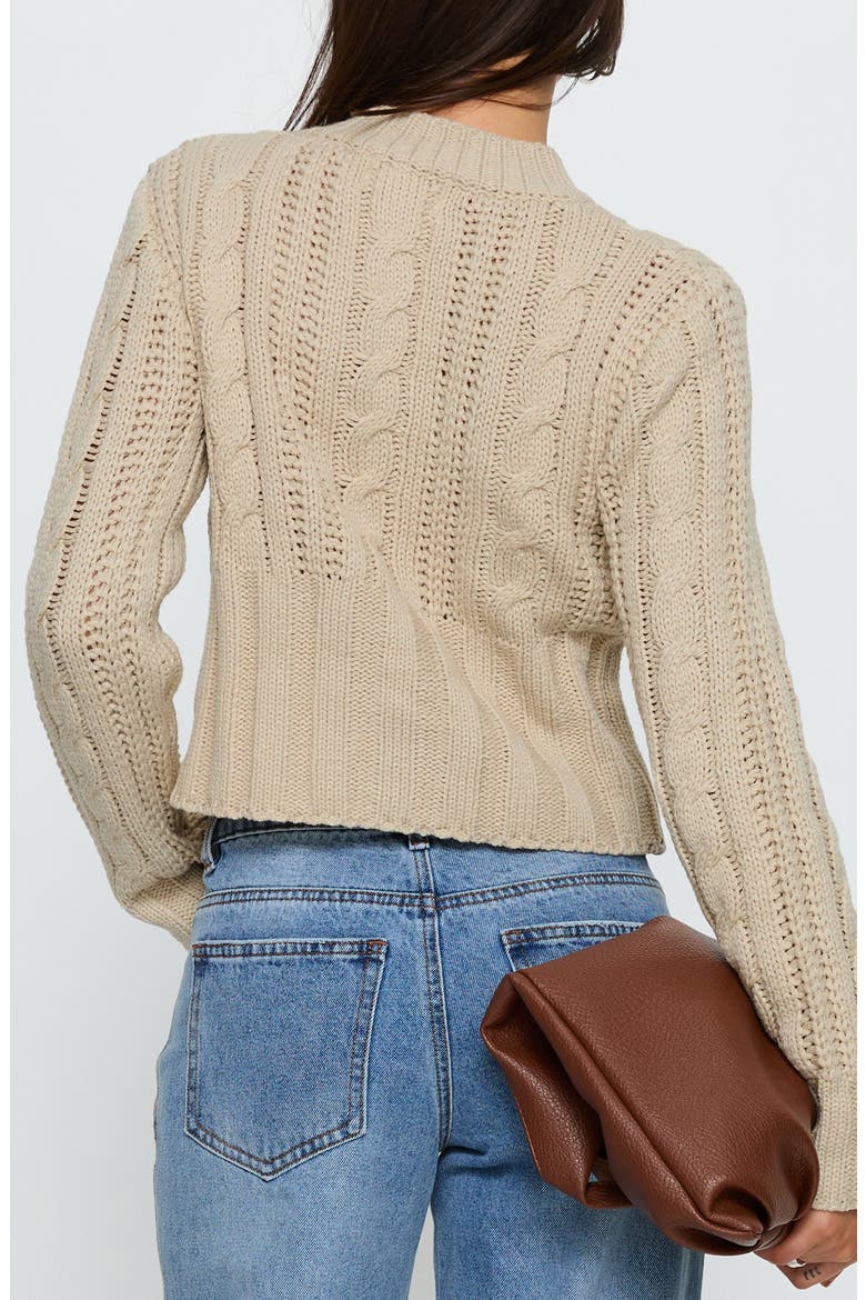 Donielle Cable Cardigan, Alternate, color, BEIGE