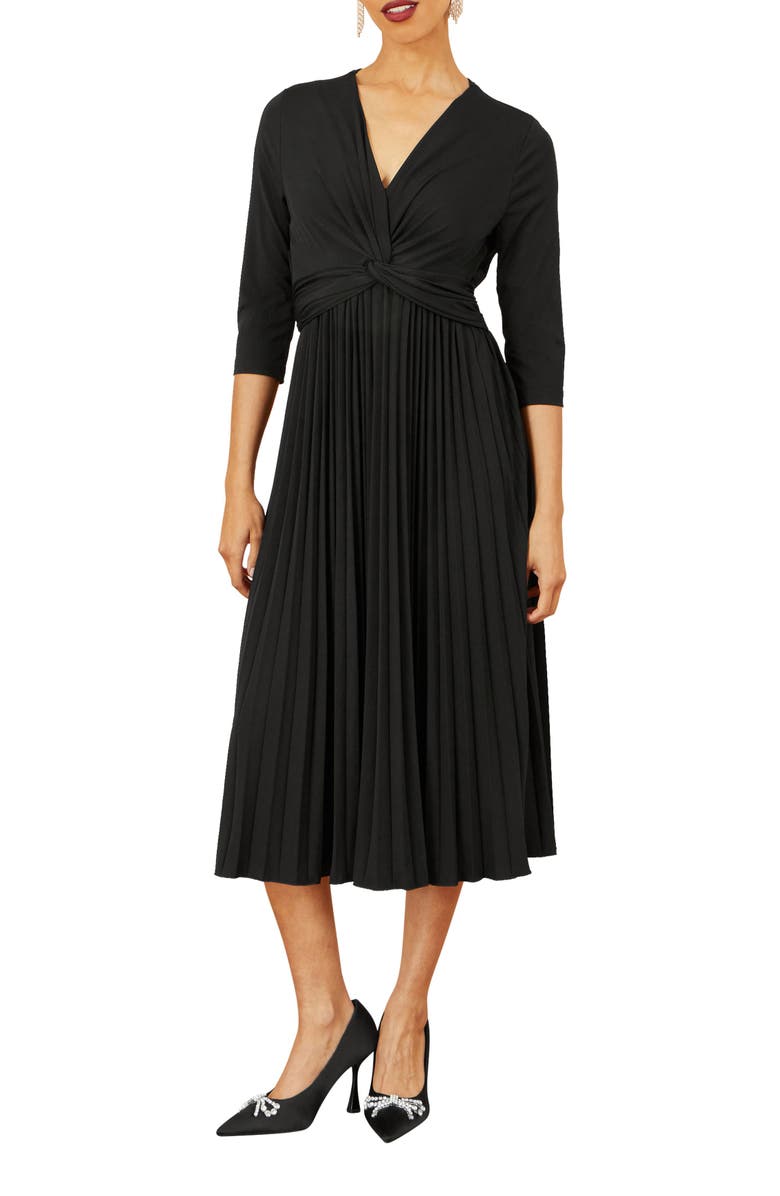 Yumi Jersey Knot Waist Midi Dress, Alternate, color, Black