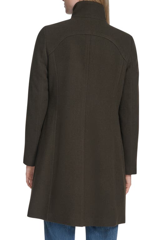 Cole Haan Longline Wool Blend Coat In Green