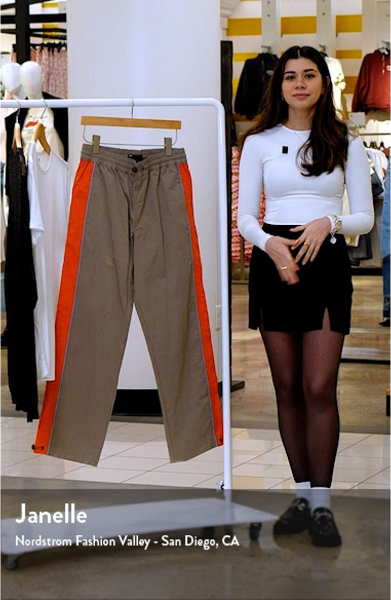 Stripe Panel Nylon Wide Leg Drawstring Track Pants, sales video thumbnail