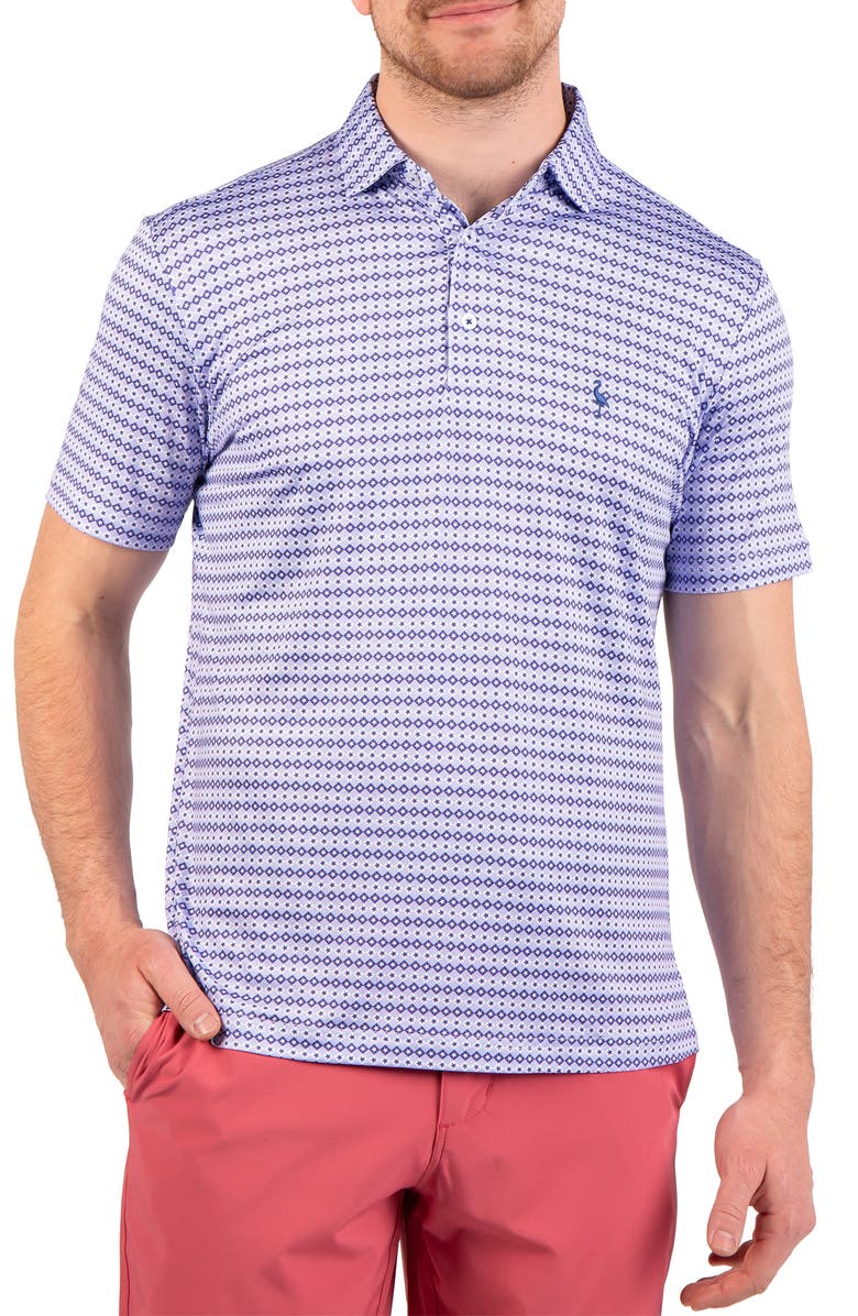 TailorByrd Geometric Stars Print Performance Polo, Main, color, Navy