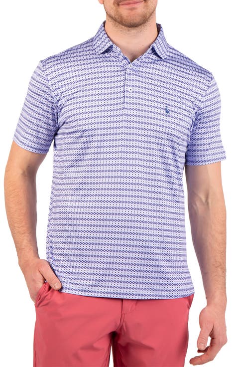 Geometric Stars Print Performance Polo