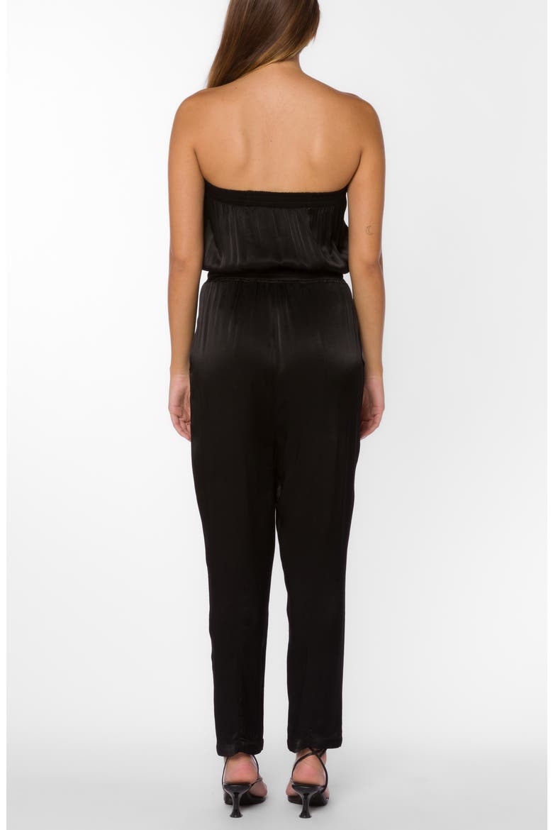 Conrad Strapless Satin Jumpsuit, Alternate, color, BLACK