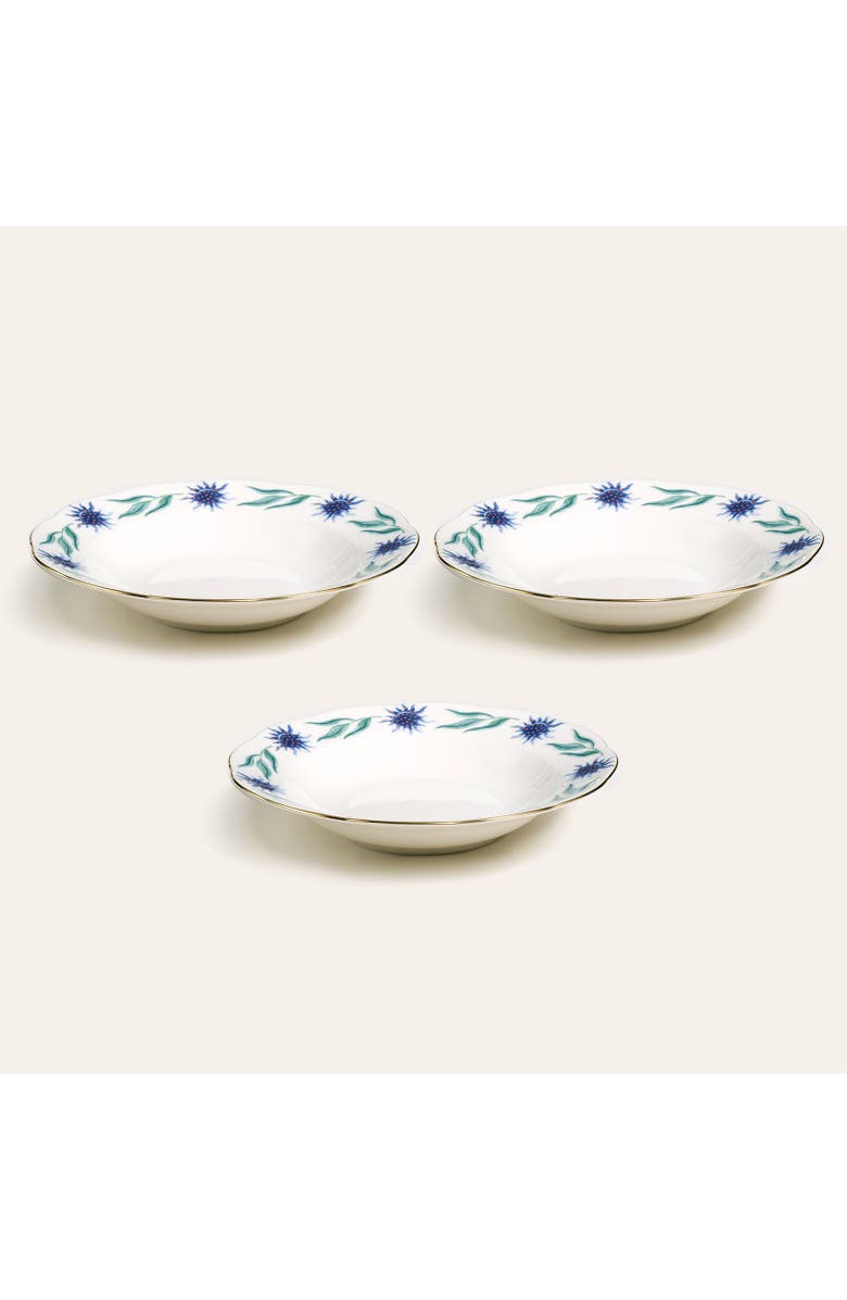 Zsa Zsa Zsu Emet Porcelain Deep Plate With Gold Rim 9 In Set Of 3, Main, color, White